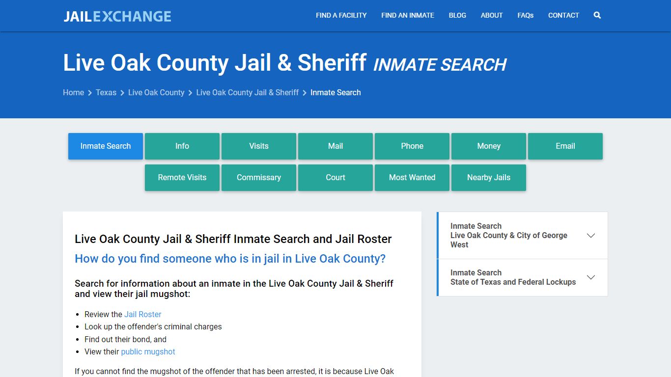 Live Oak County Jail & Sheriff Inmate Search - Jail Exchange